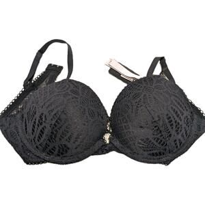 Victoria’s Secret Black Lace Dream Angels Lined Demi Balconette Bra 34B EUC